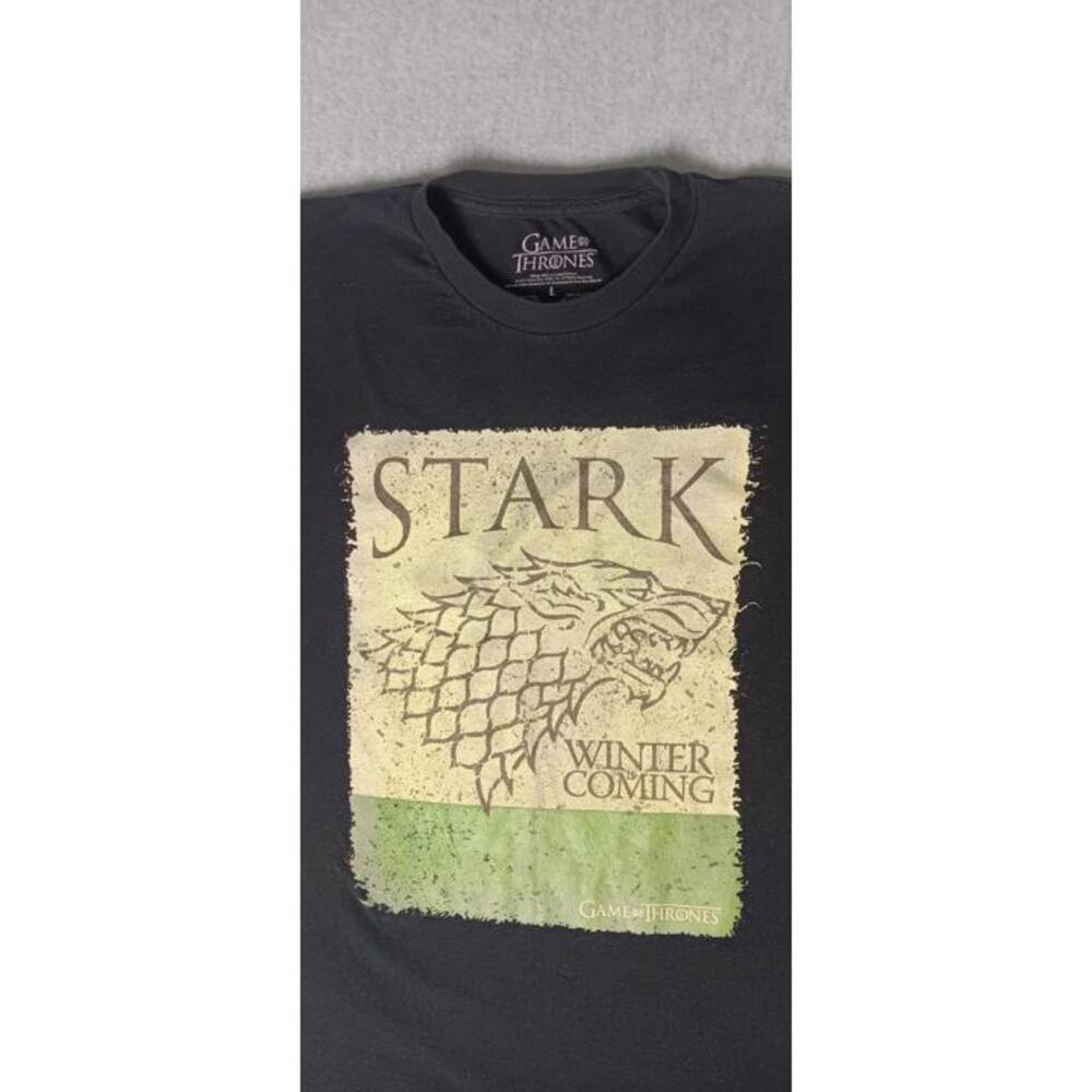 Game Of Thrones Starks House "Winter Is Comming" Graphic Tee Mens Size L Black - Picture 3 of 9